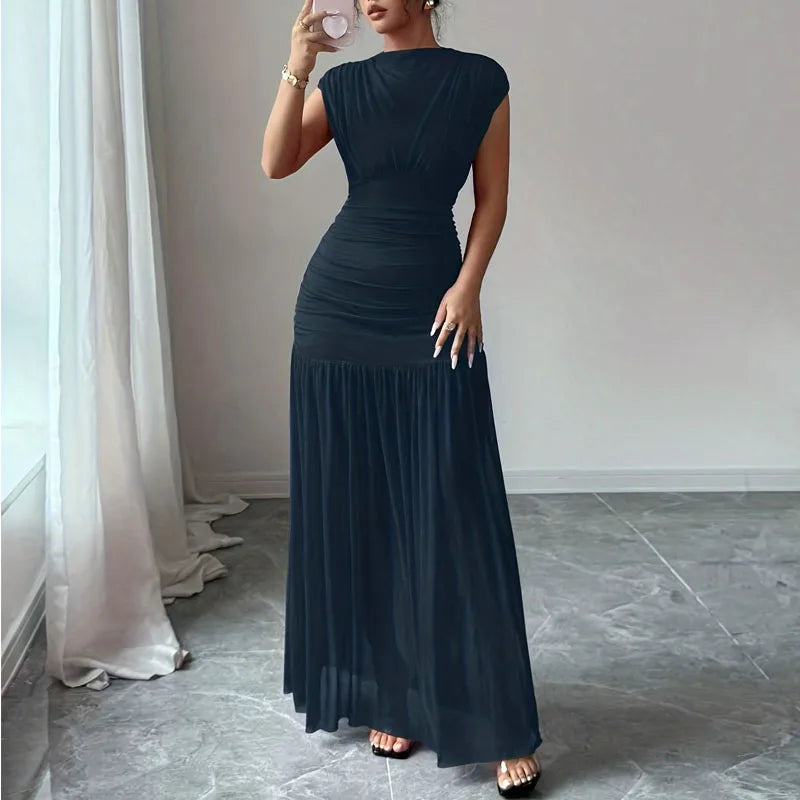 2026 Fashion Sleeveless Dresses for Women Summer Ship Leader Women Dress Slim Folds Dress Women Vestidos De Verano Mujer Q1848