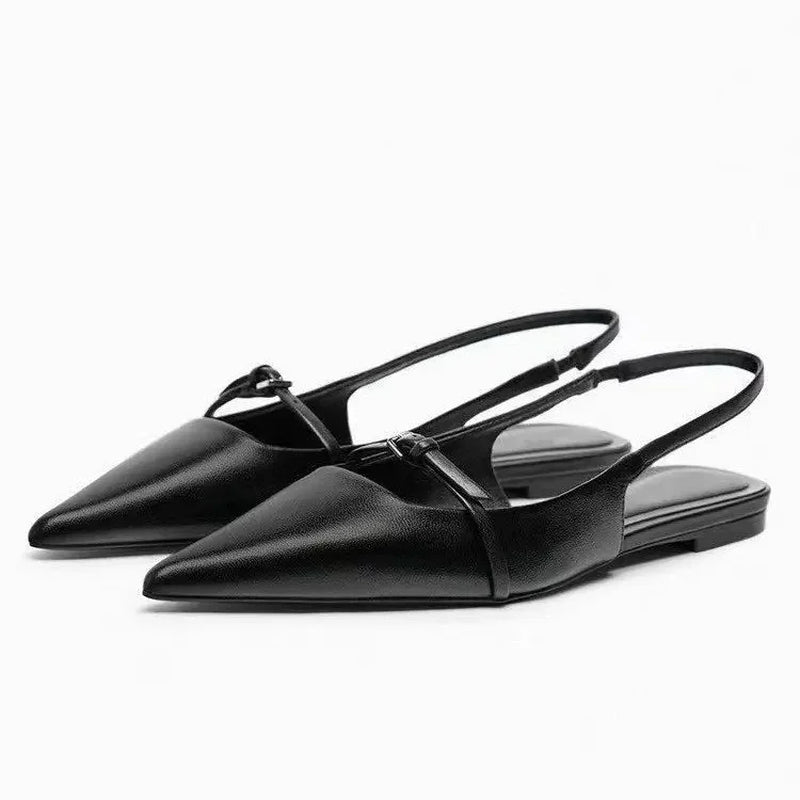 2025 New Bling Women Sandal Fashion Pointed Toe Shallow Slip on Ladies Elegant Slingback Shoes Med Heel Flat Shoes