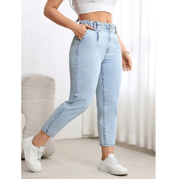 2026 New Elastic Versatile Slim Straight Jeans Large Size Casual Minimalist Jeans Trendy Straight Leg Denim Pants