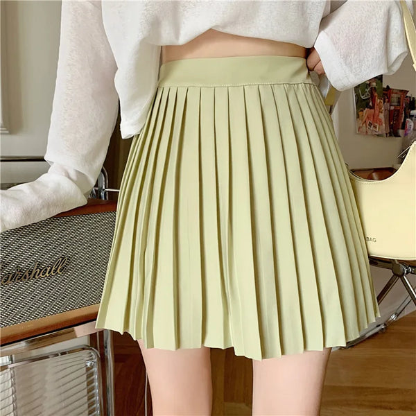 Sweet High Waist Pleated Mini Skirt Student Stylish Slimming Versatile Summer A-Line Half-Length Skirt Fresh and Cute Style