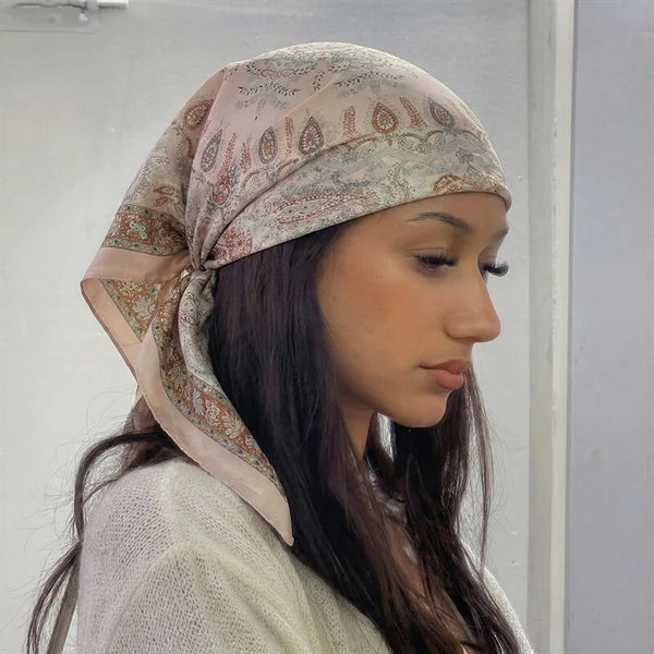 70*70Cm New Luxury Design Square Silk Scarf Women Bandana Soft Hair Band Wrap Hijab Neckerchief Hairband Headband Foulard