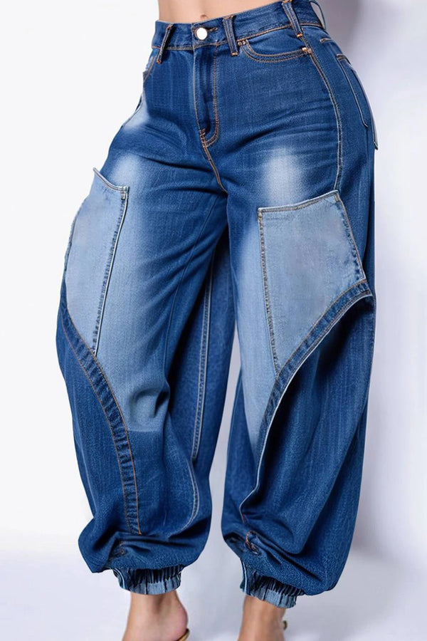 Plus Size Daily Blue Jogging Denim Jeans Women 2026 Fashion