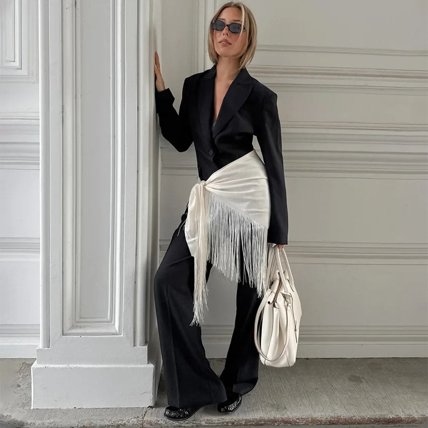 2026 Spring Summer New Arrival Women Fashion Tassel Tie Mini Skirt European Design Elegant Chic Trendy Versatile Boho Hot Daily