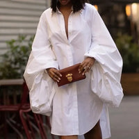Autumn Winter Women'S Clothing plus Size Dresses Elegant Long Sleeve Shirt Dress for Woman Polyester Split Hem Loose Fit