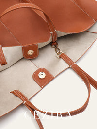 Fashionable PU Vegan Leather Tote Handbag for Women Classic Large Capacity Shoulder Bag Top-Handle Purse Shopping Travel Commute