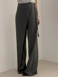Summer Women'S Pants Office Lady New Design Fashion Loose Chic Minimalist Work Wear OL High Waist Wide Leg Casual