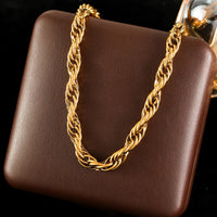 316L Stainless Steel Metal Wide Chain Necklace Bracelets Waterproof Jewelry Set Gold Color Chain Charm Jewelry Set Gift