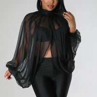 Sexy Blouses Women Clothing Solid Color/Tie-Dye Print Mock Neck Bishop Sleeve Flowy Shirt Tops Party Club Streetwear