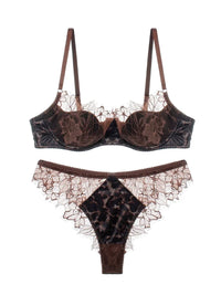 Sexy Lace Thin Bra Set Female Leopard Underwear Panties Eyelash Lingerie Comfortable Steel Ring Thin Bras