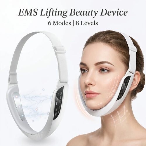Electric EMS V Face Lifting Beauty Device 6 Modes 8 Levels Micro-Current Facial Firming Massager Double Chin Removal Skin Care