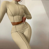 Ladies Matching Set High Waist Slim Pants Suit Jumpsuit Overall Spring Summer