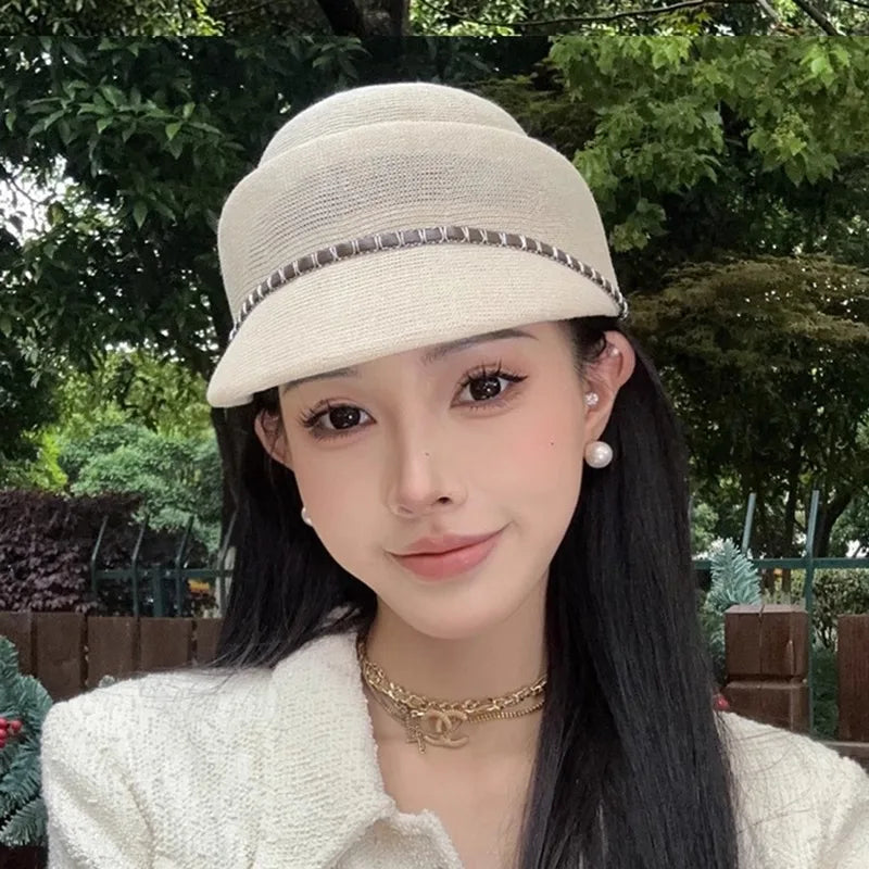New Spring and Summer Thin Breathable Equestrian Hats for Women Show Small Face Outdoor Travel Photo French Elegant Retro Berets