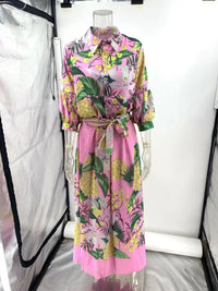 Elegant Floral Print Dress 2 Piece Skirt Suits Women Summer Long Sleeve Shirts Blouse Flower Dress Outfits Beach Holiday Dresses