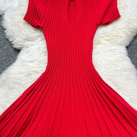 Korean Fashion A-Line Knitted Short Dress 2026 New Y2K Summer Red Black Pleated Party Dress Streetwear Lady Vestidos