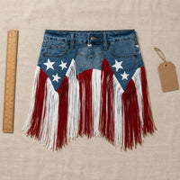 Denim Fringe Skirt Patriotic Waist Belt Skirt Waist Belt Accessory Flexible Soft