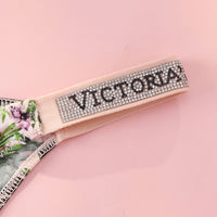 Victoria Secret Sexy Lingerie Set Very Sexy Logo Shine Strap Tropical Floral Push up Bra Shine Script Thong Panty