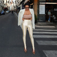 Fashion Women'S Shiny Compression Leggings Mid Waist Skinny Tight Yoga Workout Stirrup Pants Sport Bottoms Glossy Lingerie 2026