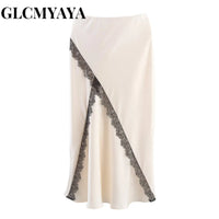 CM.YAYA Women'S Set Lace Satin Halter Sleeveless Tops and Bodycon Long Skirts Suit 2025 Summer Birthday Holiday Two 2 Piece Set