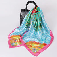 1Pc Minimalist Bohemian Printed Satin Square Scarf New Women Fashion Bandana Headband for Daily Casual Elegant Headscarf Shawl