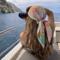 70*70Cm Square Silk Scarf for Women Fashion Ladies Satin Neck Hair Tie Bandana Female Foulard Beach Stoles Hijab Scarves Pareo