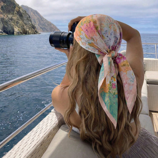 70*70Cm Square Silk Scarf for Women Fashion Ladies Satin Neck Hair Tie Bandana Female Foulard Beach Stoles Hijab Scarves Pareo