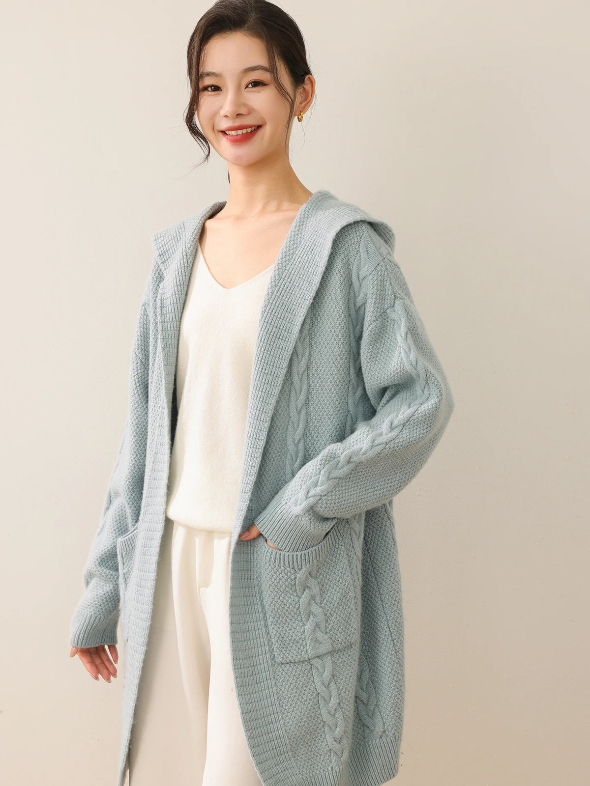 Cardigan long femme chaud et confortable