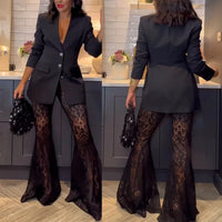 Contemporarychic Suit Relaxed Oversized Lace Suit Longline Sleeveless Tailored Suit Professional Office Workwear Ensemble