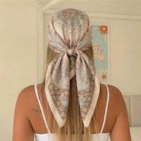 70*70Cm New Luxury Design Square Silk Scarf Women Bandana Soft Hair Band Wrap Hijab Neckerchief Hairband Headband Foulard