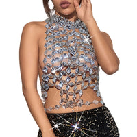 Backless Gemstones and Metal Chain Jewelry Body Chain for Social Gatherings X3UD
