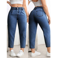 Plus Size 2026 New Elastic Casual Straight Leg Jeans plus Size Slimming Versatile Denim Pants Mid High Waist Long Pants Elega...