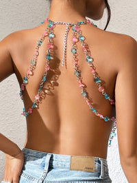 Sexy See through Metal Rhinestone Crop Top Women Summer Beach Club Party Tops Woman Crystal Halter Tank Top Hotwife Street Wear
