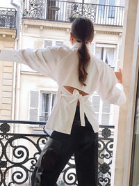 White Shirt Women Blouse Autumn Turn-Down Collar Long Sleeve Lace up Sexy Blouse Shirts Elegant Ladies Streetwear Blusas