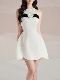 Elegant Dress Sleeveless 3D Flower Contrast Color Wave Hem Women'S Evening Party Dresses 2026 Spring New Fashion 35Z4331