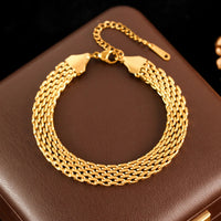 316L Stainless Steel Metal Wide Chain Necklace Bracelets Waterproof Jewelry Set Gold Color Chain Charm Jewelry Set Gift