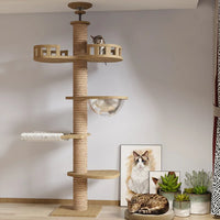 Petdom Large Cats Condo Trees Play Furniture Scratcher Modern Cat Ceiling Tree Tower Multi-Layer Cat Climbing Frame Tree