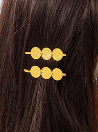 A Pair of Fashionable Hairpin Coin Tassel Gold Simple-Edge Clip Ladies' Accessory Single Clip