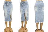 2026 Long Skirt Women Denim Skirts Split High Waist Distressed Washed Button Pockets Summer Punk Streetwear Y2K Vintage a Line