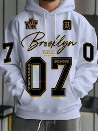 Men Women New York Brooklyn 07 Print Hoodie Casual Streetwear Hip Hop Style Hooded Sweatshirt Pullover Tops