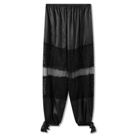 Summer Women Fairycore Grunge Casual Pants with Pockets Sheer Lace Patchwork Elastic Waist Lantern Trousers