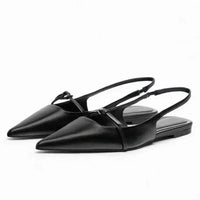 2025 New Bling Women Sandal Fashion Pointed Toe Shallow Slip on Ladies Elegant Slingback Shoes Med Heel Flat Shoes