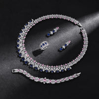 2025 New 4-Piece Ring Cubic Zirconia Bridal Wedding Jewelry Set, Dubai Nigeria Crystal Wedding Jewelry Set