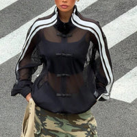 New Chinese Style Buckle Jacket for Men and Women, Summer Thin Design, Perspective Design, Stand up Collar Cardigan Jacket