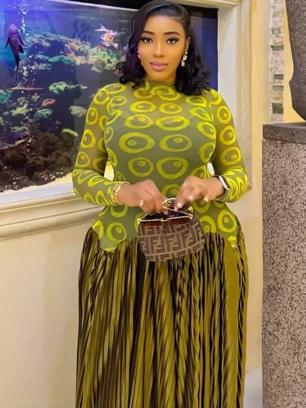 African Dresses for Women Elegant Spring Summer Long Sleeve Dashiki Maxi Dress Ladies Traditional African Clothing Fairy Dreaes