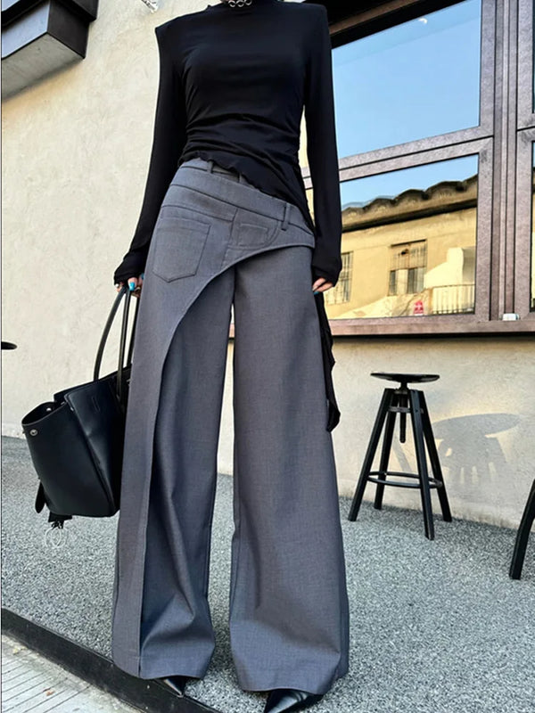 Pantalon Ample Femme | Boutons et Empiècements