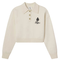 Beige Knitted Sweater for Women – Polo Collar