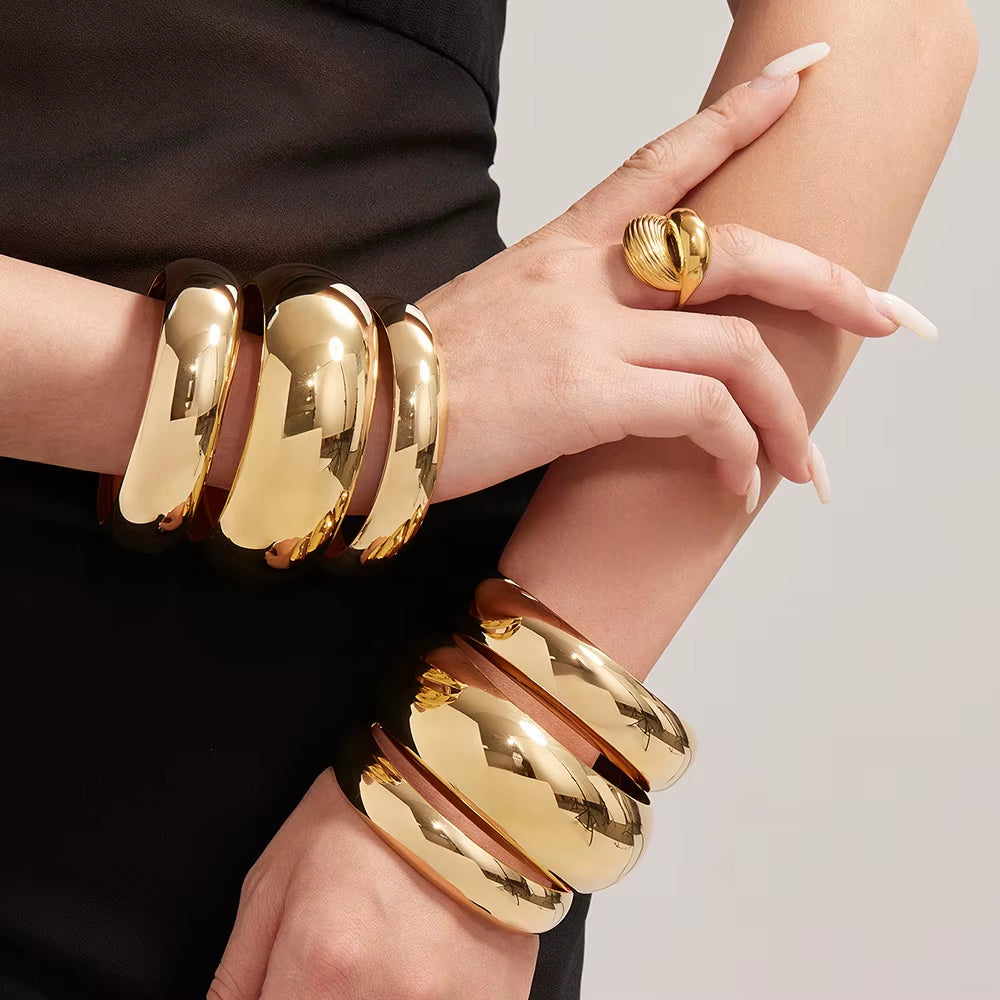 Bracelet Épais Femme | Plaqué Or Élégant et Tendance