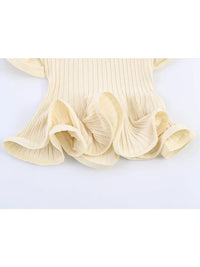 Women Knitted Top – Ruffle Sleeveless Slim Fit