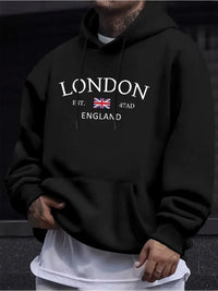 London England Union Jack Print Hooded Sweater Autumn and Winter Men'S and Women'S Casual Hoodie Pullover Sweatshirt Daily Wear