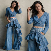 Women'S Y2K Streetwear High Waist Jeans Blue Denim Baggy Straight Leg Wide Leg Pants Vintage Hip Hop Style Casual Trousers