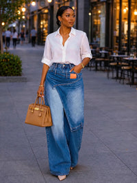 Denim Pant Women Jeans Vintage Wide Leg Long Pants High Waist Straight Trousers Y2K Streetwear Elegant Work Casual Loose 2026
